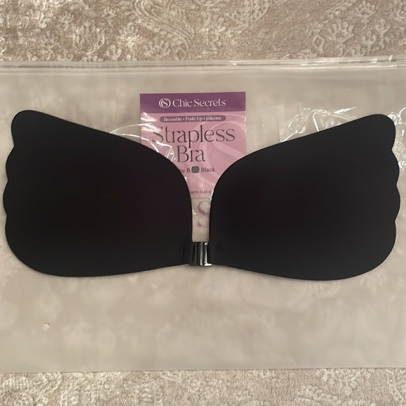 Brand New Self Adhesive Backless Strapless Silicone Black Push Up Bra - Picture 8 of 16